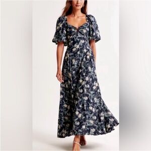 Abercrombie & Fitch Hardware Drama Puff-Sleeve Maxi Dress